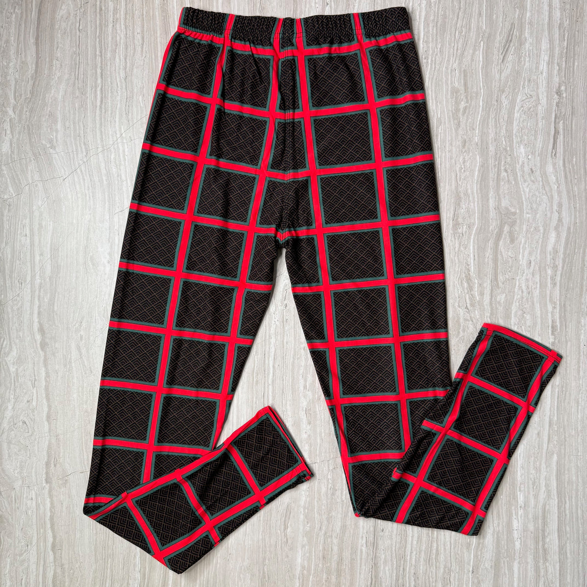 Red & Green Line Plaid Print Leggings