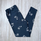 Navy Palm Tree Print Soft Leggings
