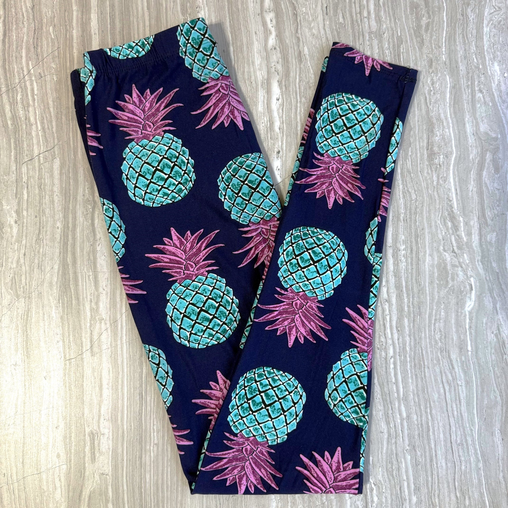 Teal Pineapple Print Leggings