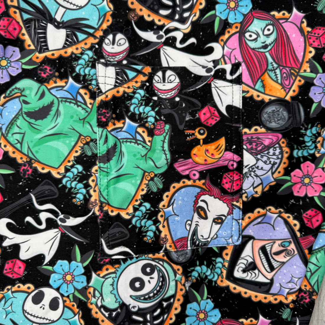 Nightmare Before Christmas Heart Print Black Leggings w/ Pockets