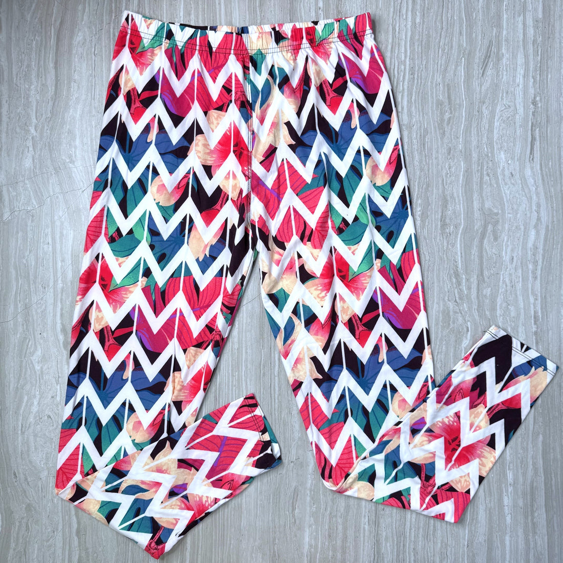 Tropical Chevron Print Leggings