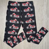 Born To Ride - Red Motorcycle Print Soft Leggings