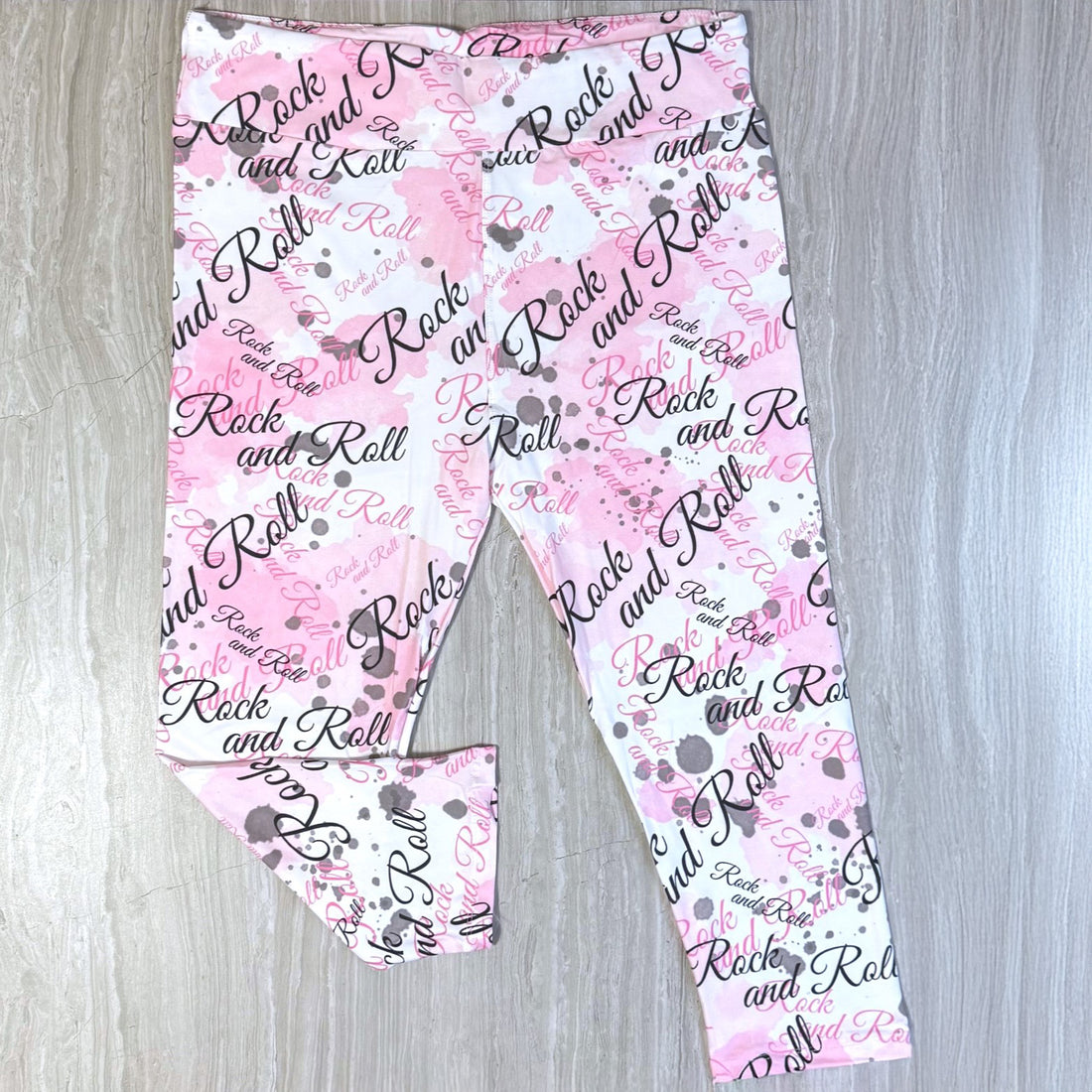 Pink Rock & Roll Print Capri Leggings