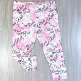 Pink Rock & Roll Print Capri Leggings