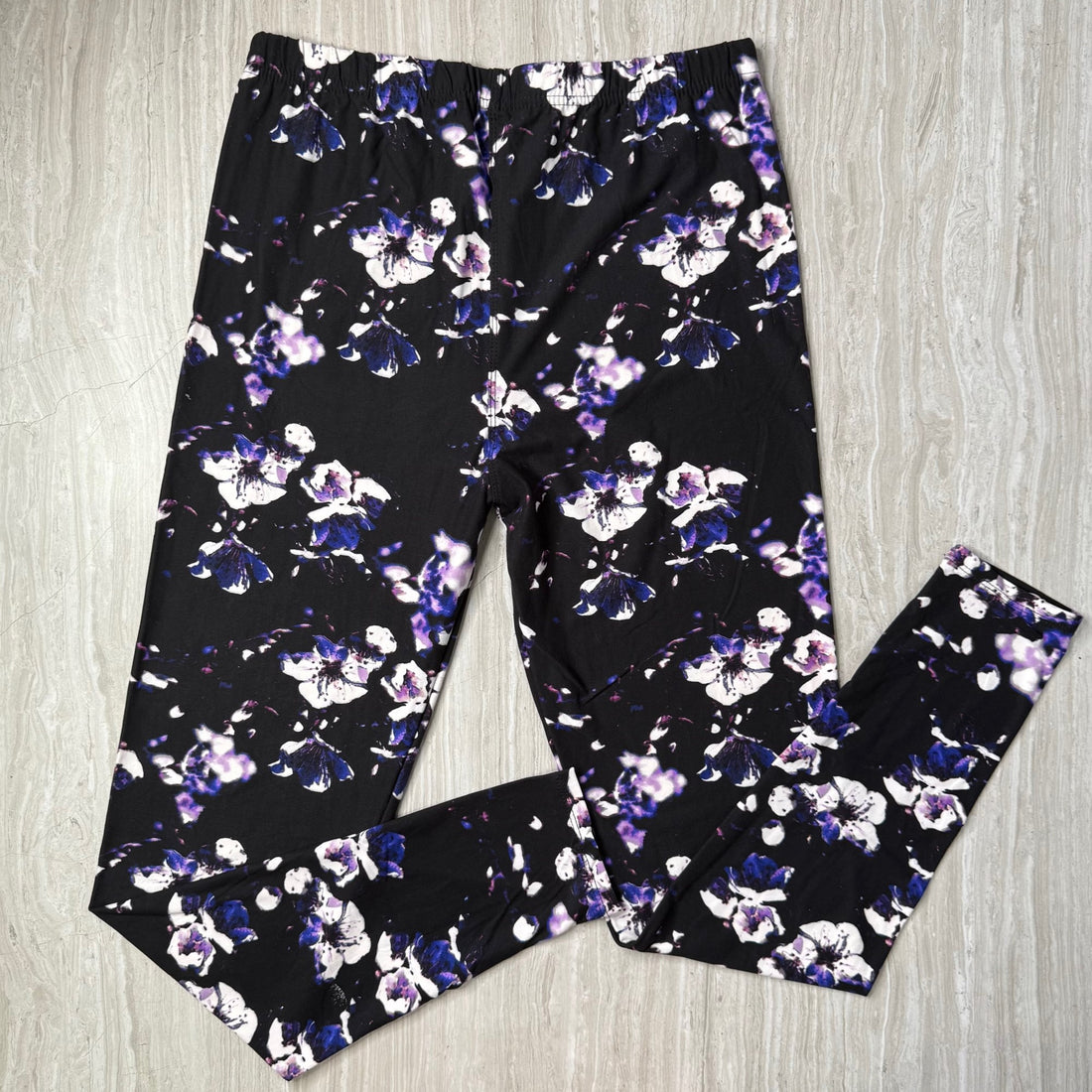 Purple Cherry Blossom Print Soft Leggings