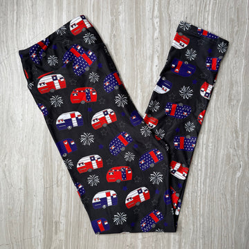 Stars & Stripes Camper Capri or Full Soft Leggings