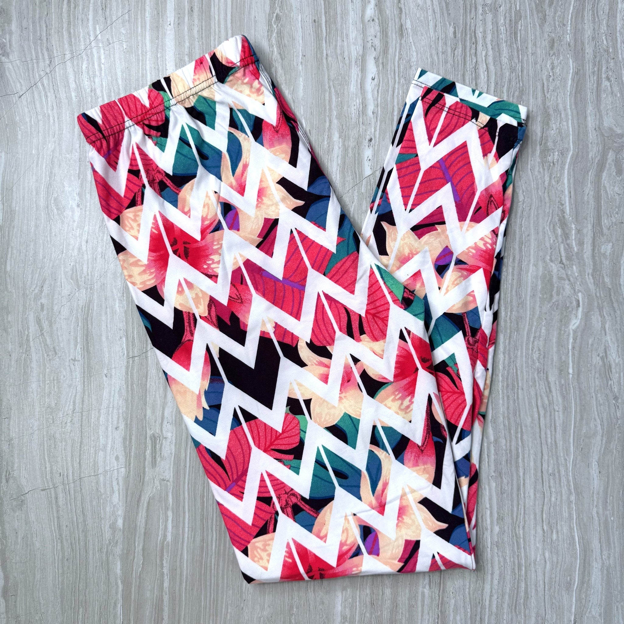 Tropical Chevron Print Leggings