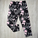 Pink Butterfly Floral Print Soft Leggings - Adult & Kids