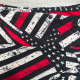 Firefighter Support Thin Red Line Flag Print Soft Leggings - Capri or Full Length