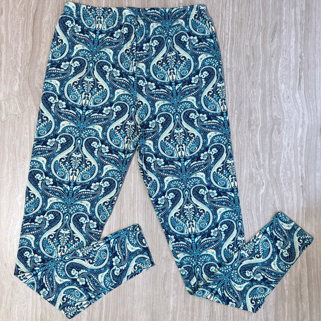 Blue Paisley Print Leggings