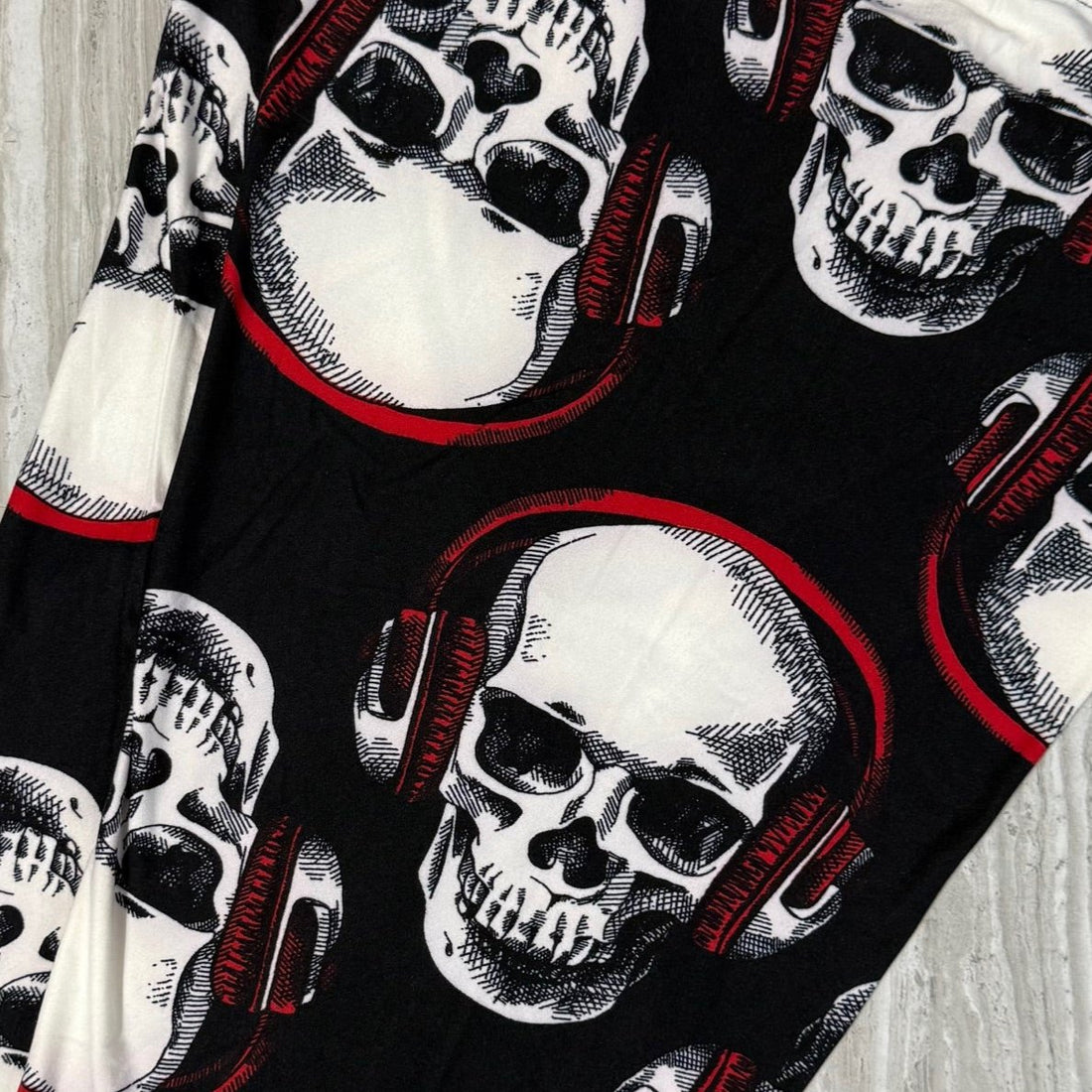 Death Jam - Jamming Skull Print  – Soft & Stretchy High-Waist Leggings