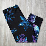 Galaxy Flower Print Capri & Full Length Soft Black Leggings