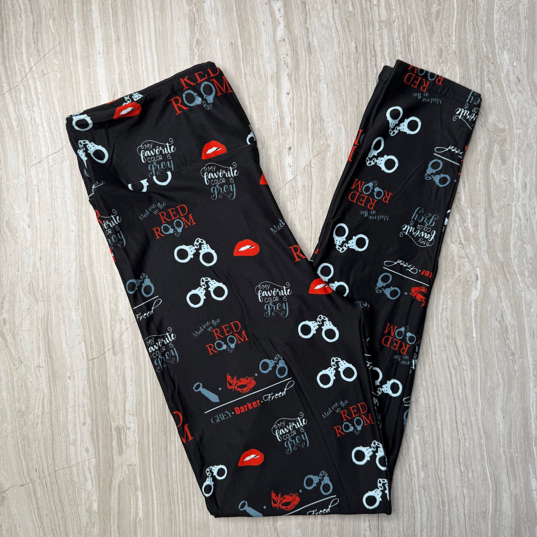 Red Room Themed Print Soft Leggings