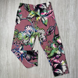 Mauve Floral Print Capri Leggings