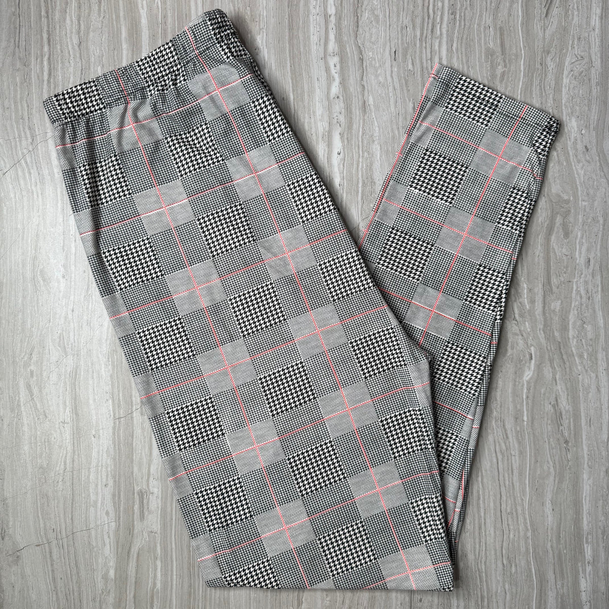 Houndstooth Line Plaid Print Leggings