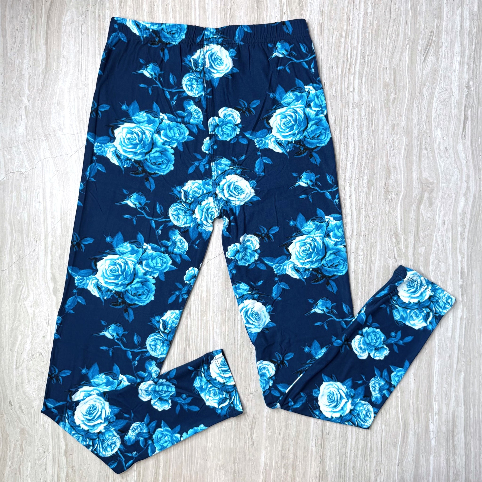 Blue Winter Roses Butter Soft Leggings