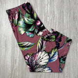 Mauve Floral Print Capri Leggings