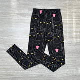Black Void Cat Print Soft Leggings - Adult & Kids Sizes