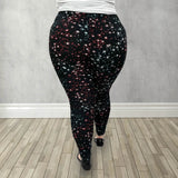 Celestial Charm Leggings - Red & Blue Stars Soft Leggings - Comfortable Stretch for Everyday Style
