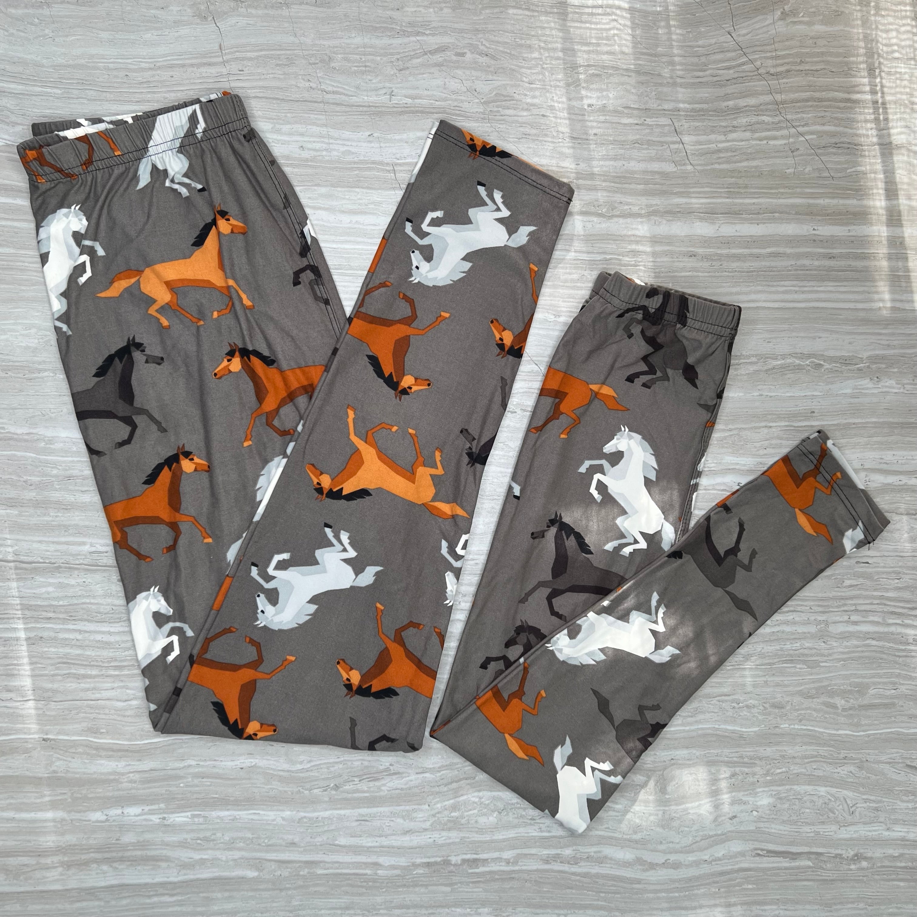 Wild Horses Print Soft Leggings - Adult & Kid Sizes