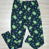 Turtle & Starfish Print Navy Blue Soft Stretchy Leggings