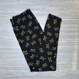 Yellow Cat Eyes Print Soft Black Leggings