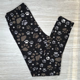 Paw Print Black Leggings - Adult & Kids Sizes