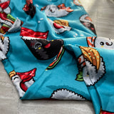 Kawaii Sushi Delight Blue Leggings with Yoga Band – Savory Style Meets Cute Comfort