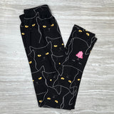 Black Void Cat Print Soft Leggings - Adult & Kids Sizes