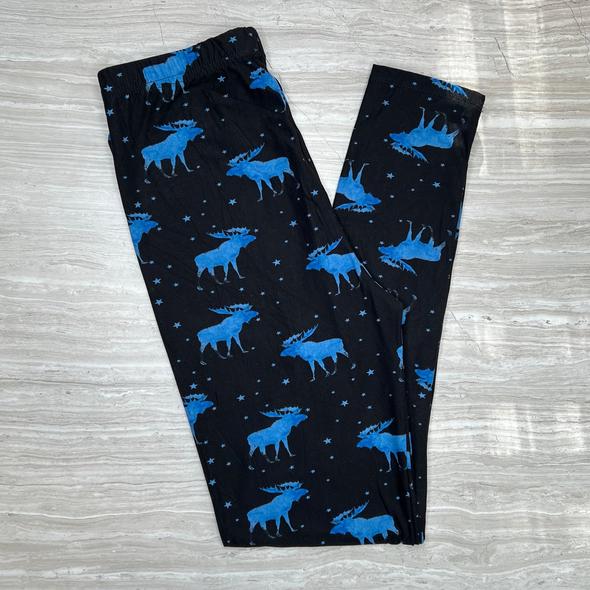 Midnight Sky Moose Print Soft Leggings