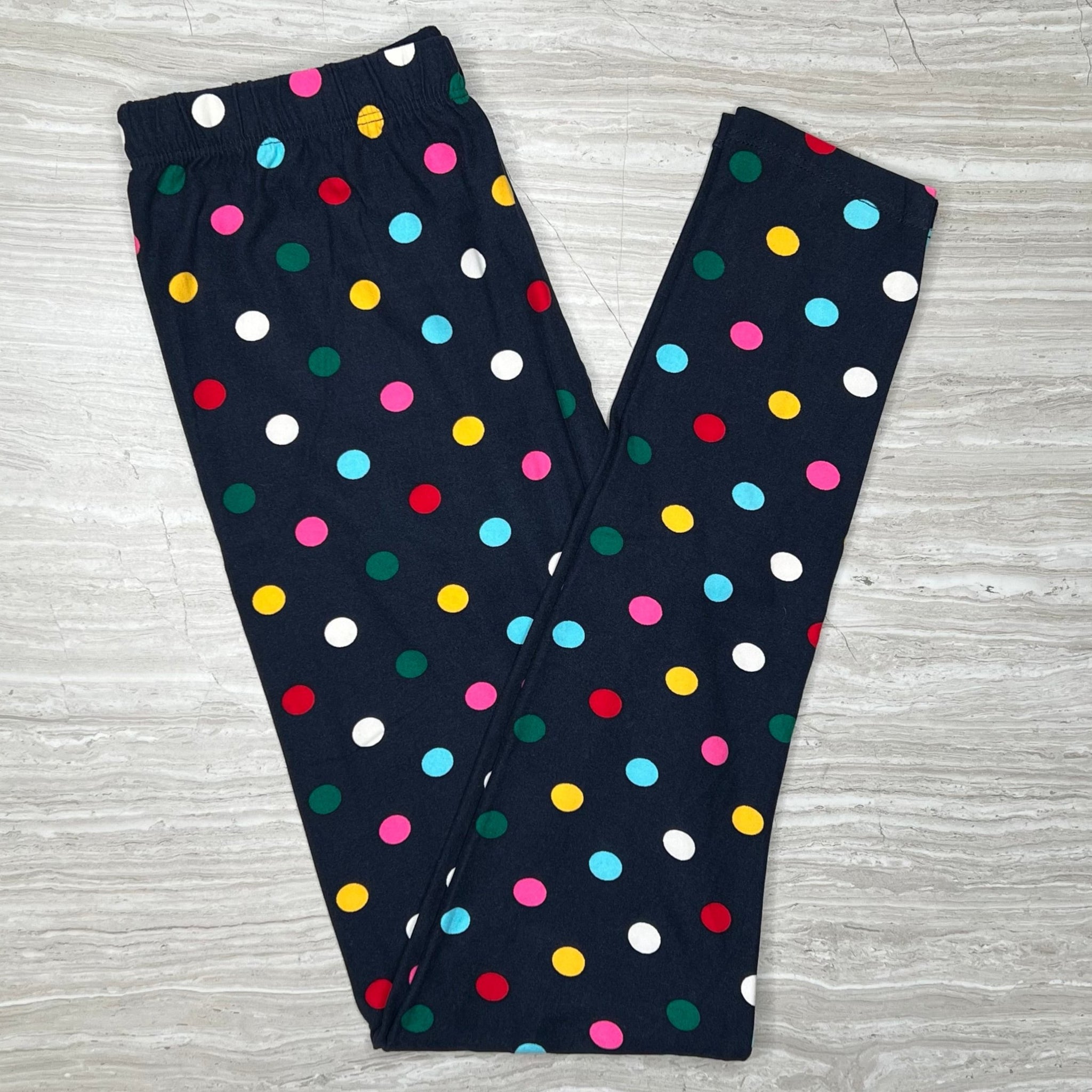 Colorful Polka Dot Print Navy Leggings