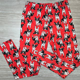 Dogs In Glasses Print Soft Stretchy Red Leggings