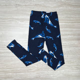 Orca Whale Print Blue Leggings - Adult & Kids - Full Length