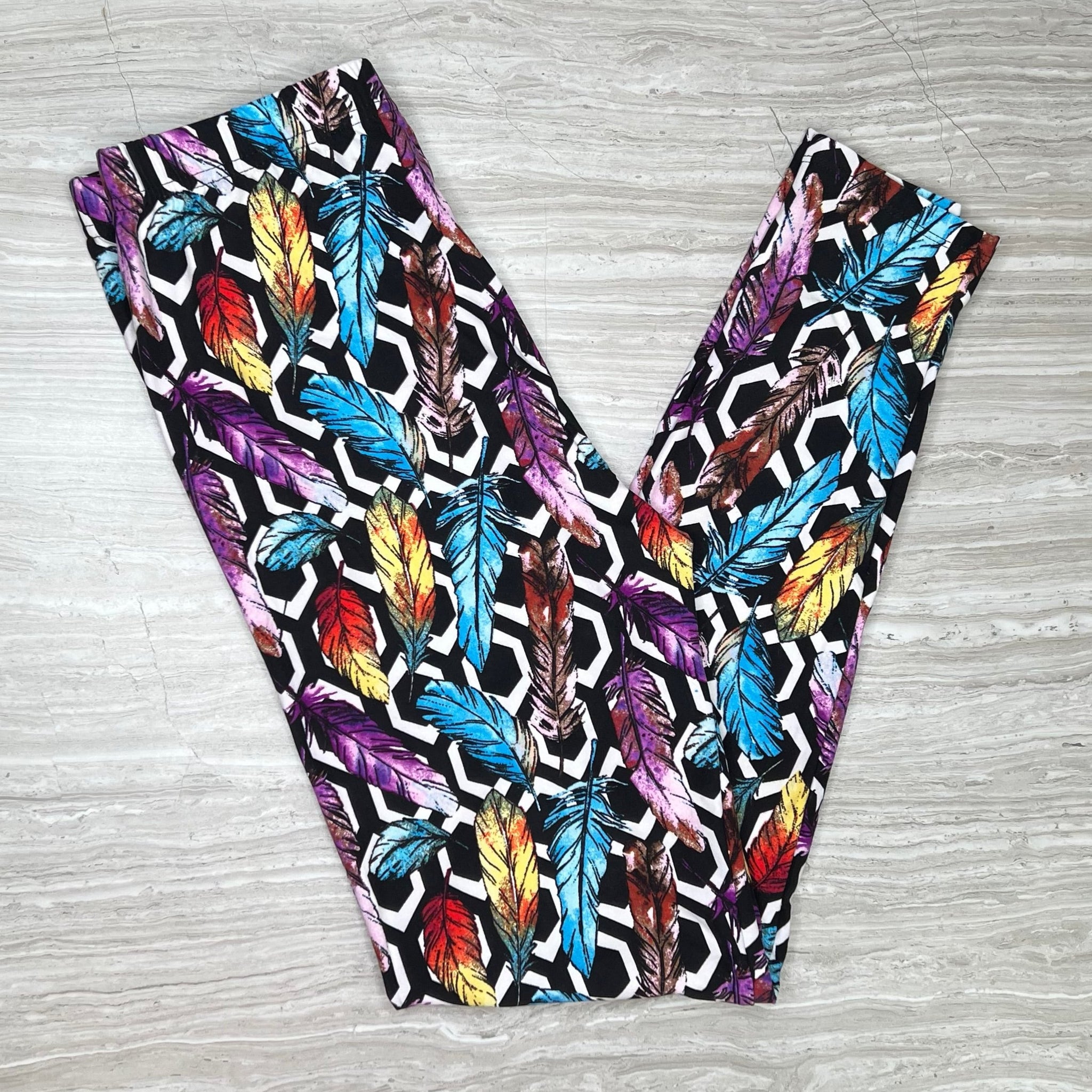 Colorful Feather Print Leggings