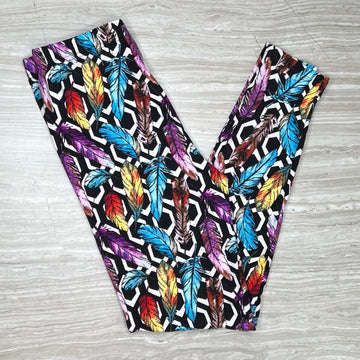 Colorful Feather Print Leggings