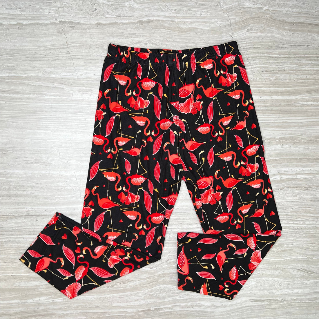 Flamingo Love Print Capri Leggings