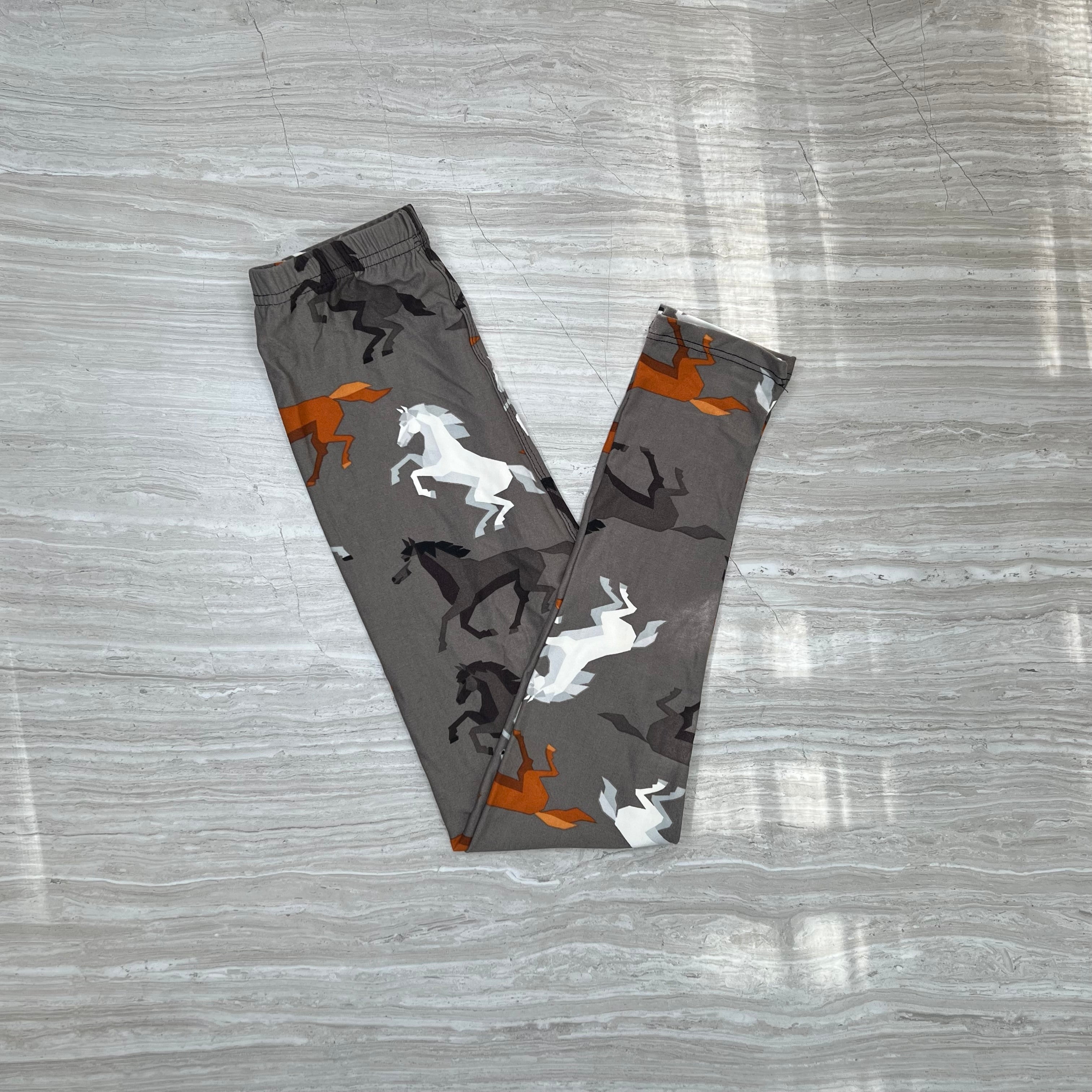 Wild Horses Print Soft Leggings - Adult & Kid Sizes