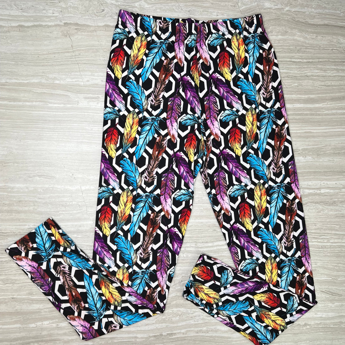 Colorful Feather Print Leggings