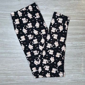 Kitties Cat with Bows Print Soft Leggings