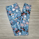 Parisian Blue Kitty Cat Print Soft Leggings