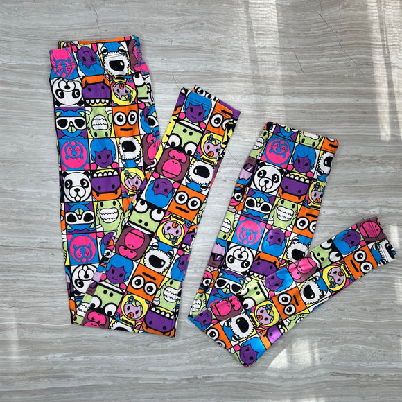 Comic Anime Print Soft Soft Leggings - Adult & Kid Sizes