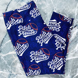Pitch Please Baseball Print Capri Soft Blue Leggings