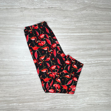 Flamingo Love Print Capri Leggings