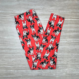 Dogs In Glasses Print Soft Stretchy Red Leggings