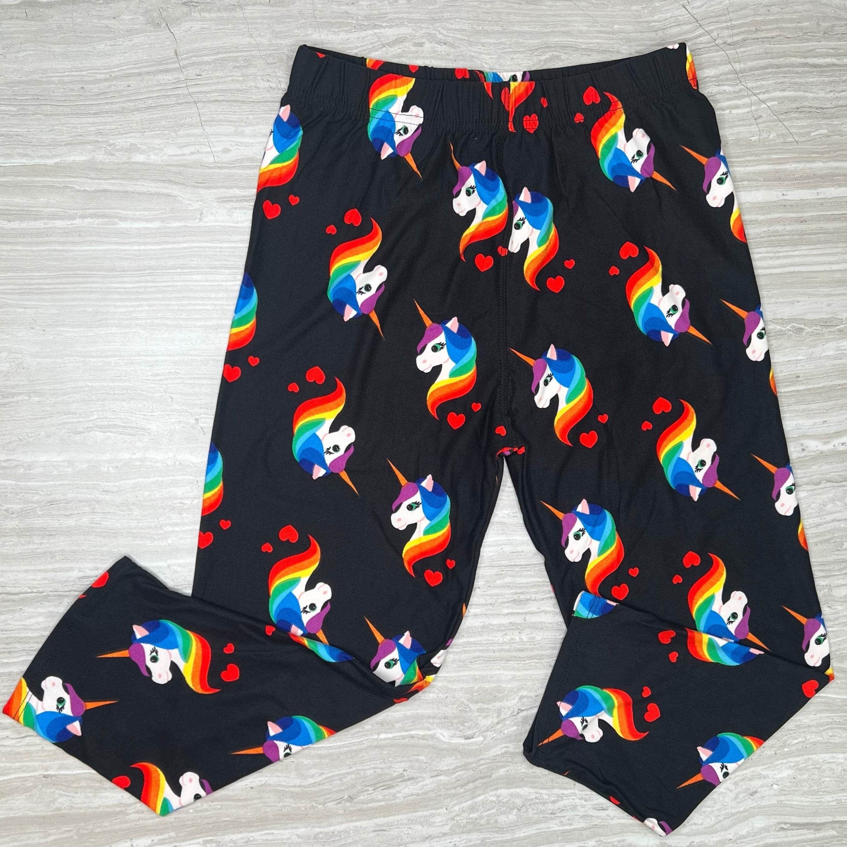 Rainbow Unicorn Print Leggings - Capri or Full - Adult & Kids Sizes