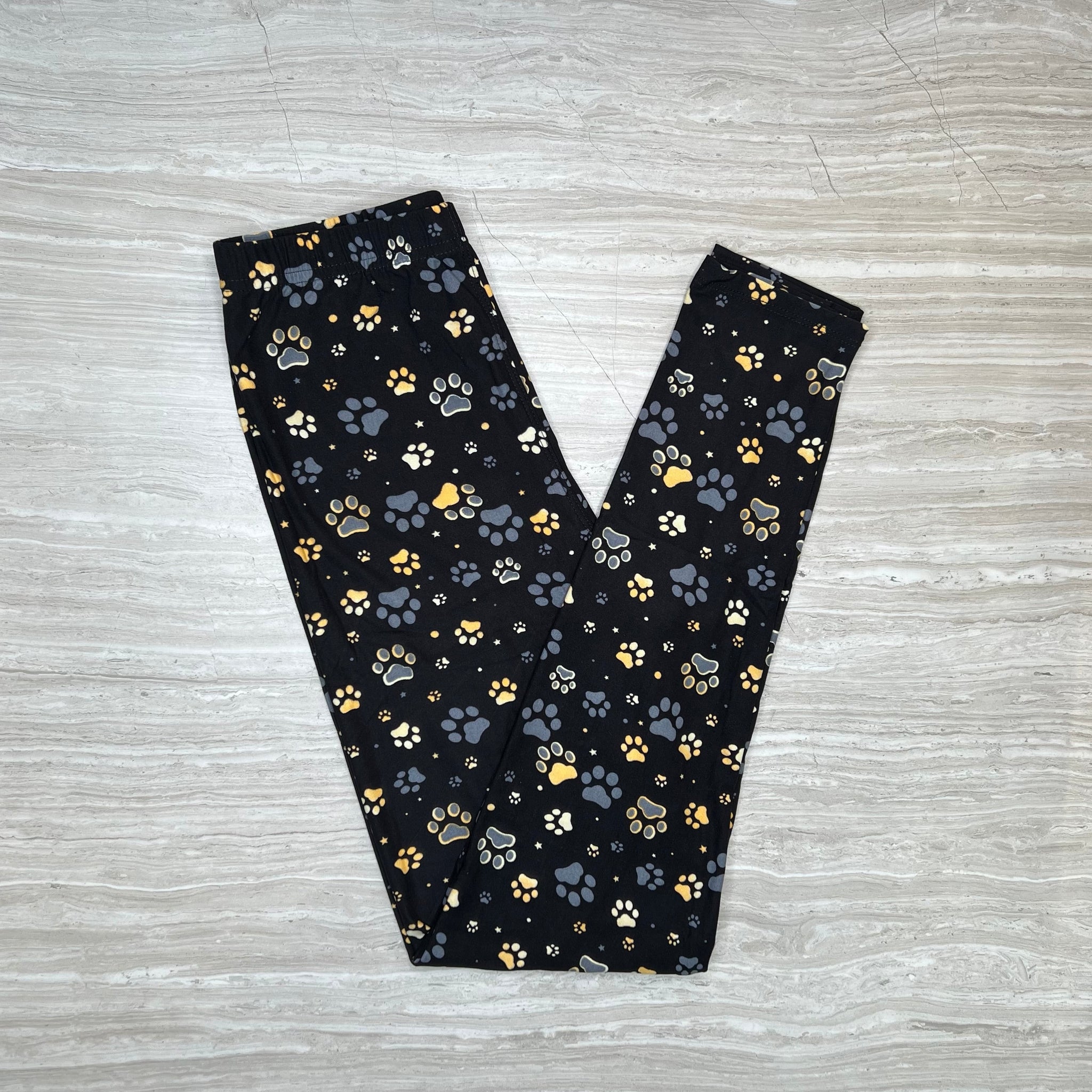 Golden Paw Print Soft Leggings