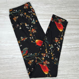 Embroidered Look Birds & Butterflies Print Soft Leggings