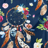 Feather & Crystal Dreamcatcher Print Soft Navy Blue Full Length Leggings - Large Format