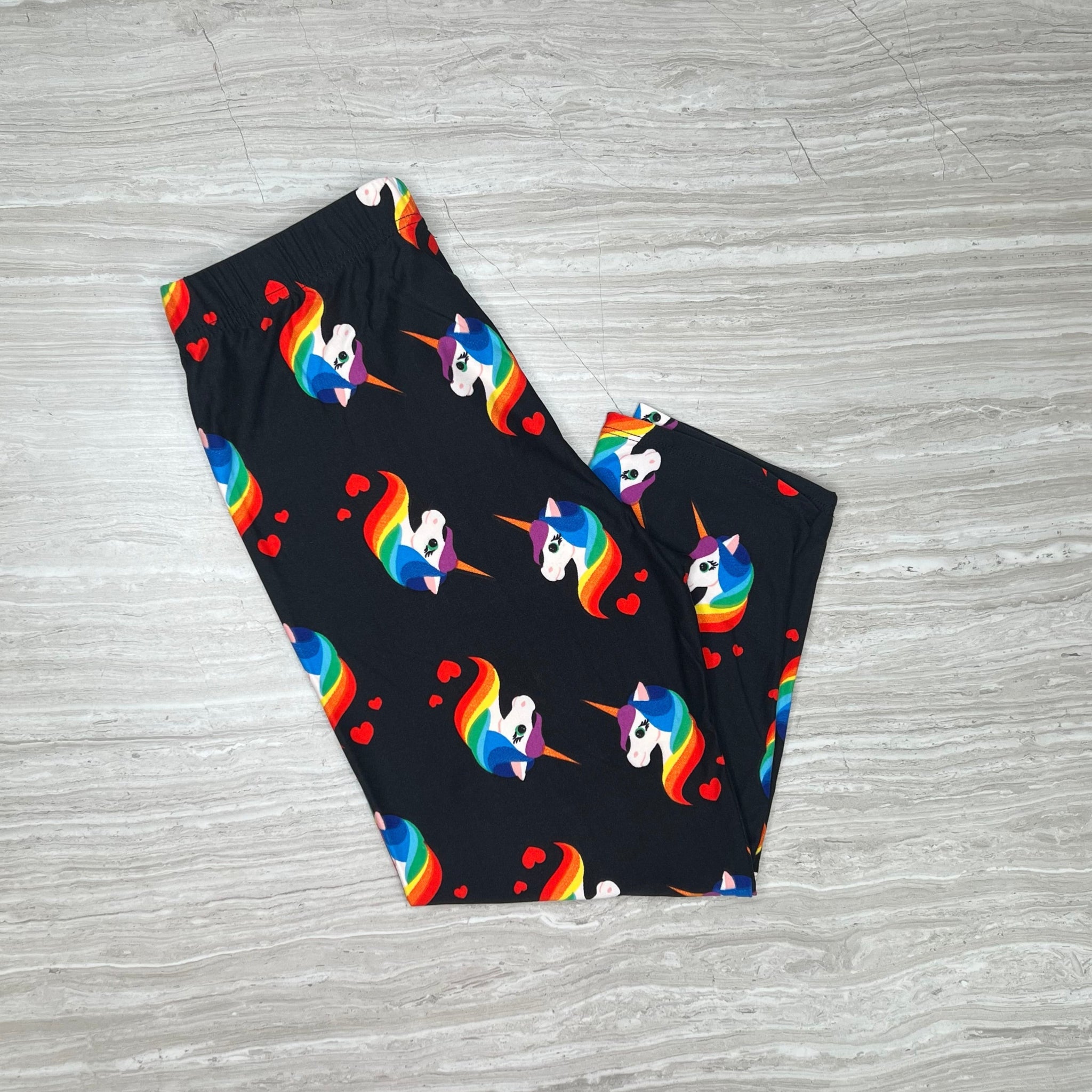 Rainbow Unicorn Print Leggings - Capri or Full - Adult & Kids Sizes