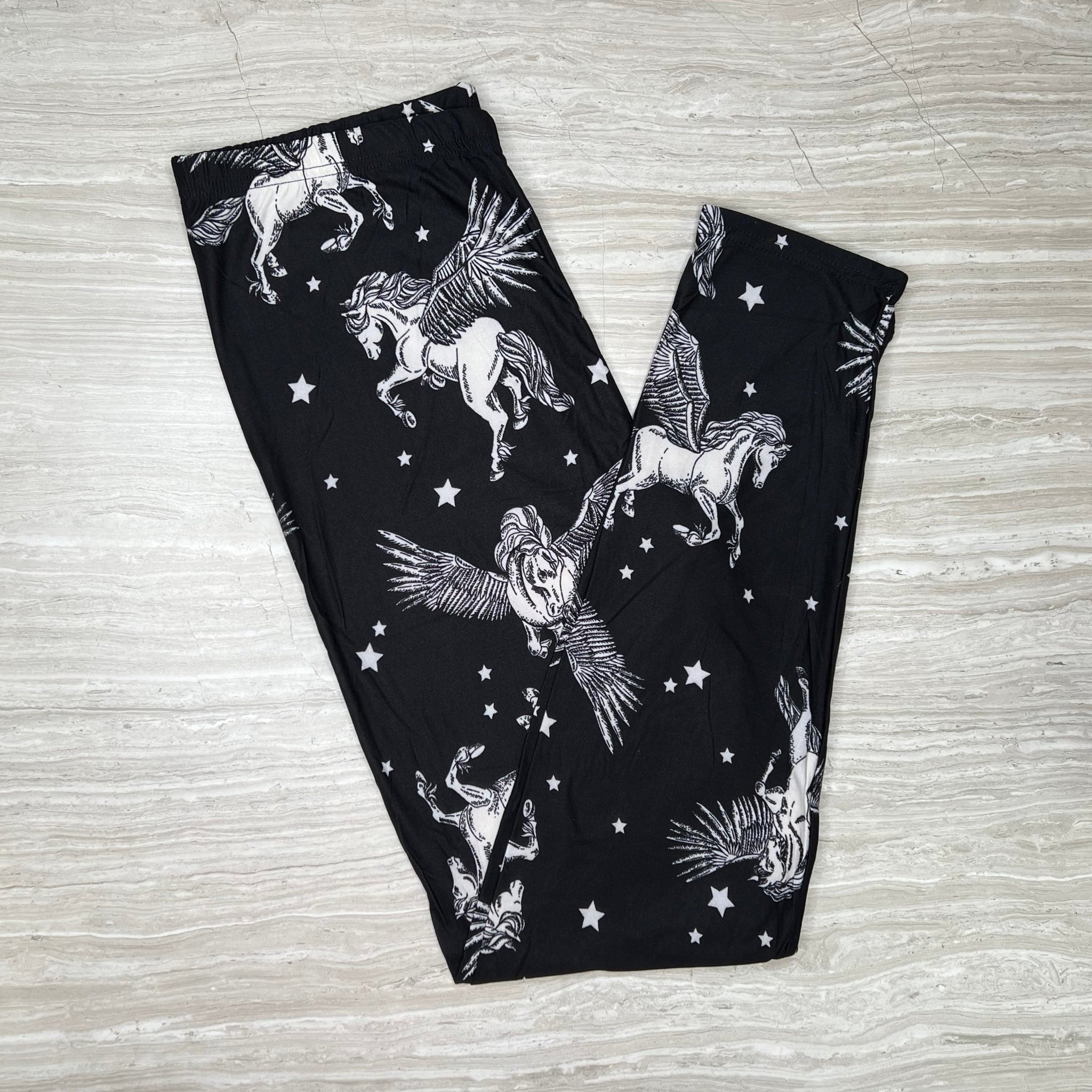 Celestial Pegasus Print Ultra-Soft High-Rise Leggings – Comfort Stretch, Versatile Fashion